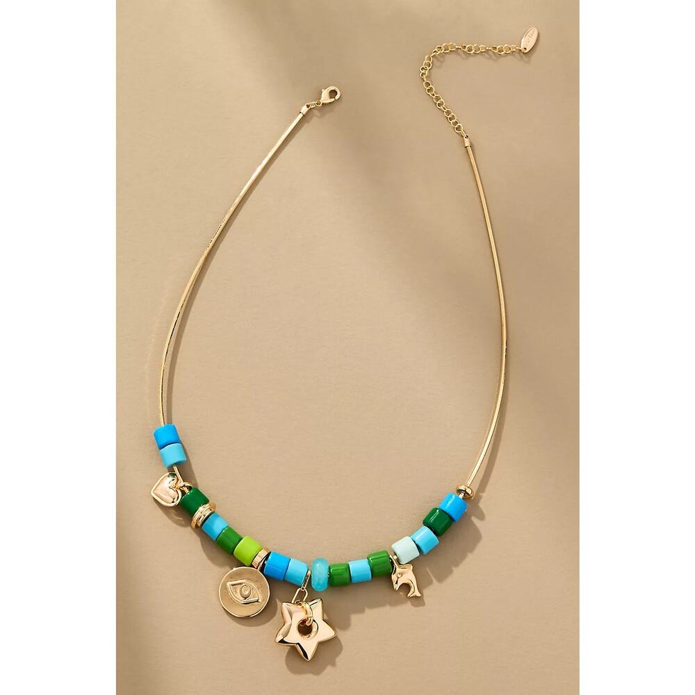 Anthropologie Beaded Charm Necklace NWT
